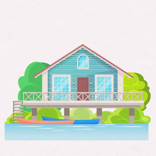 illustration of house on water