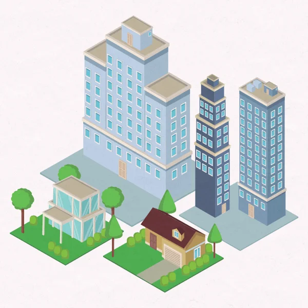 illustration of an isometric city